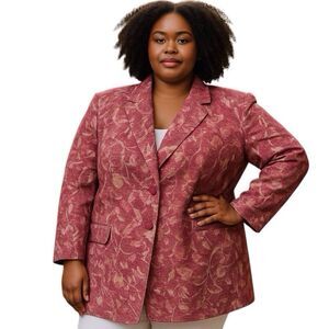Main Street Blues Sz 32W ❤NWOT❤ Pink Multicolor Textured Career Blazer Jacket